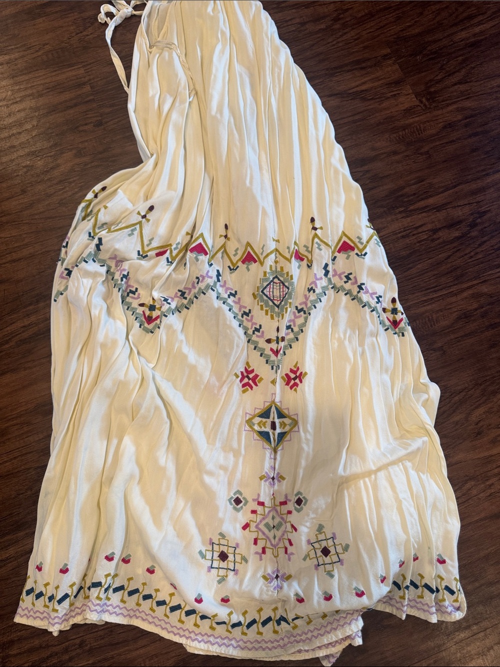 Anthropologie Cream Maxi Dress with Multicolor Embroidery - Picture 7 of 7